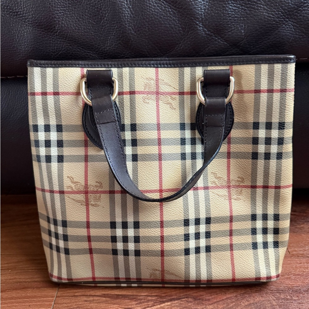 Authentic Burberry Beige and Black Checkered Tote